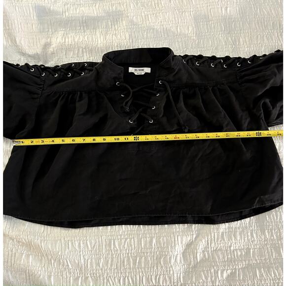 Re/Done Black Pirate Keyhole Mock Neck Top Size S - Picture 5 of 7